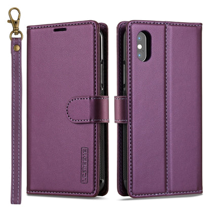 For iPhone XS Max LC.IMEEKE L2 Series Detachable Magsafe PU Phone Case with Lanyard(Purple) - More iPhone Cases by LC.IMEEKE | Online Shopping UK | buy2fix