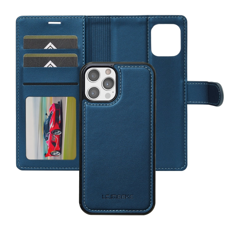 For iPhone 12 / 12 Pro LC.IMEEKE L2 Series Detachable Magsafe PU Phone Case with Lanyard(Blue) - iPhone 12 / 12 Pro Cases by LC.IMEEKE | Online Shopping UK | buy2fix