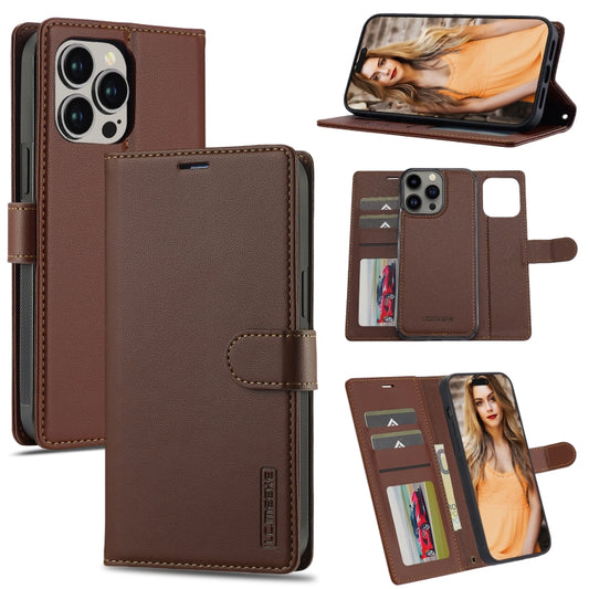 For iPhone 13 Pro Max LC.IMEEKE L2 Series Detachable Magsafe PU Phone Case with Lanyard(Brown) - iPhone 13 Pro Max Cases by LC.IMEEKE | Online Shopping UK | buy2fix