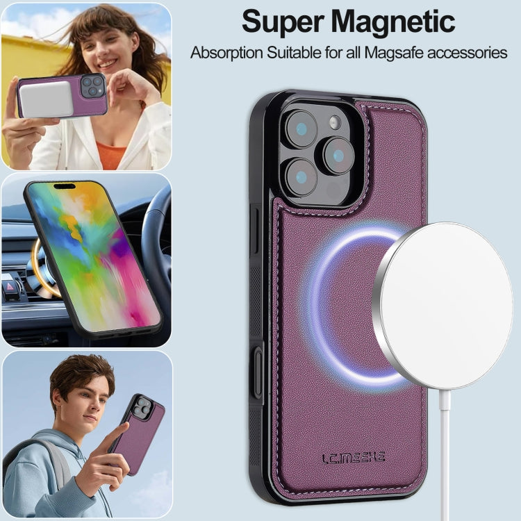 For iPhone 16 Pro LC.IMEEKE L2 Series Detachable Magsafe PU Phone Case with Lanyard(Purple) - iPhone 16 Pro Cases by LC.IMEEKE | Online Shopping UK | buy2fix