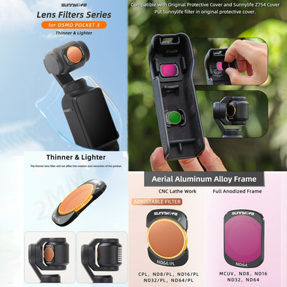 For DJI Osmo Pocket 3 Sunnylife Camera Lens Filter, Filter:4 in 1 ND8-64PL - Lens Accessories by Sunnylife | Online Shopping UK | buy2fix