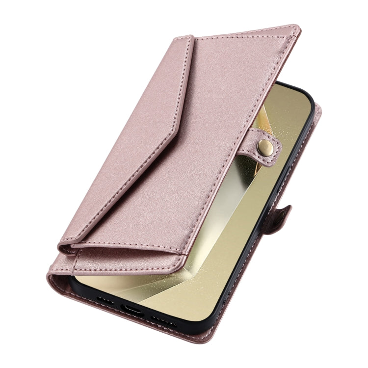 For Samsung Galaxy S25+ 5G Wallet Multi-card Slot Leather Phone Case with Lanyard(Rose Gold) - Galaxy S25+ 5G Cases by buy2fix | Online Shopping UK | buy2fix