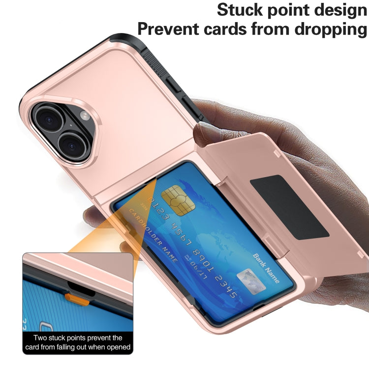 For iPhone 16 Pro Card Slot Holder Phone Case(Rose Gold) - iPhone 16 Pro Cases by buy2fix | Online Shopping UK | buy2fix