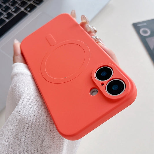 For iPhone 16 Plus Solid Color Liquid Silicone MagSafe Magnetic Phone Case(Orange) - iPhone 16 Plus Cases by buy2fix | Online Shopping UK | buy2fix