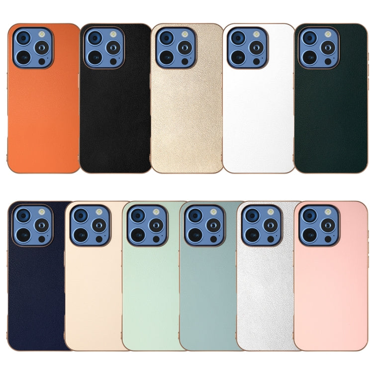 For iPhone 16 Pro PU Leather Electroplating Frame Full Coverage Phone Case(Silver) - iPhone 16 Pro Cases by buy2fix | Online Shopping UK | buy2fix