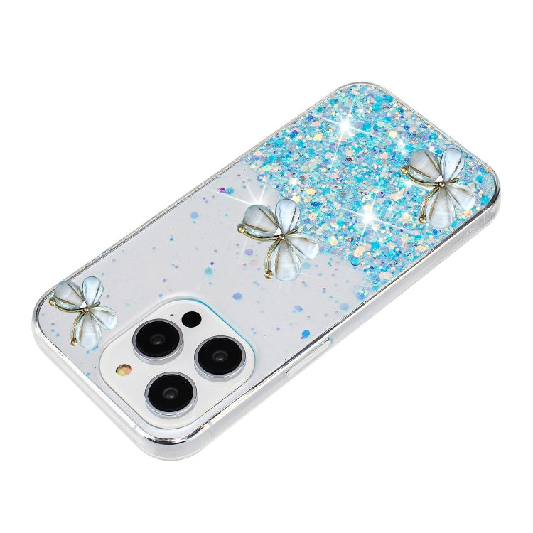 For iPhone 16 Pro Max Luminous Starry Sky Glitter Butterfly TPU Phone Case(Blue) - iPhone 16 Pro Max Cases by buy2fix | Online Shopping UK | buy2fix