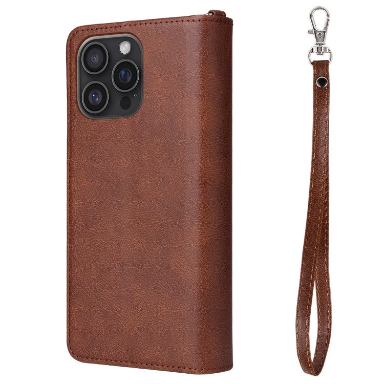 For iPhone 16 Pro Max Solid Color 2 in 1 Zipper Shockproof Phone Case(Brown) - iPhone 16 Pro Max Cases by buy2fix | Online Shopping UK | buy2fix