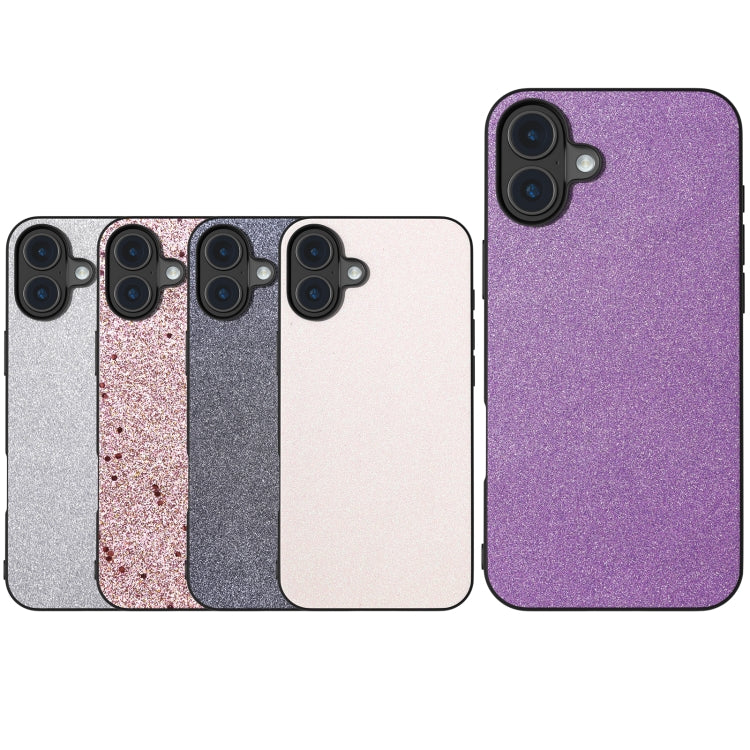 For iPhone 16 Black Frame Glitter Shockproof Phone Case(White) - iPhone 16 Cases by buy2fix | Online Shopping UK | buy2fix