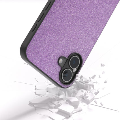 For iPhone 16 Black Frame Glitter Shockproof Phone Case(Purple) - iPhone 16 Cases by buy2fix | Online Shopping UK | buy2fix