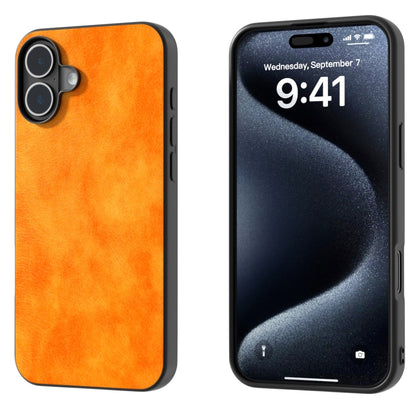 For iPhone 16 Plus Dual Color Lichi Texture PU Phone Case(Orange) - iPhone 16 Plus Cases by buy2fix | Online Shopping UK | buy2fix