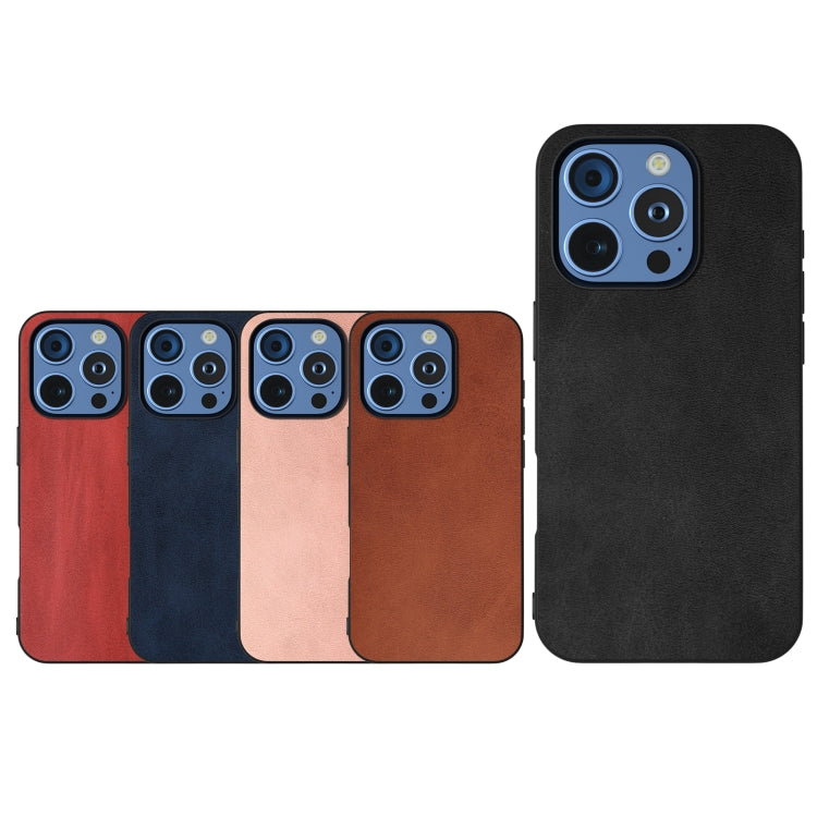 For iPhone 16 Pro Black Frame Two-color Calf Texture PU Phone Case(Red) - iPhone 16 Pro Cases by buy2fix | Online Shopping UK | buy2fix