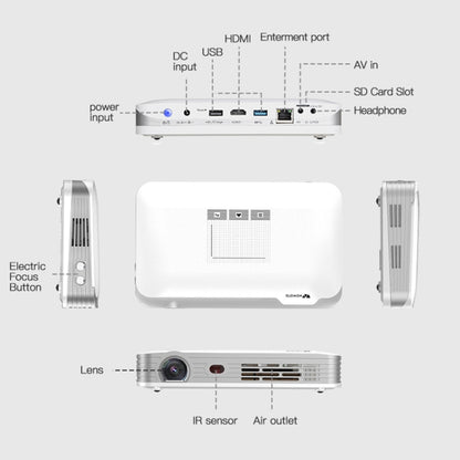 WOWOTO T9 1280 x 800 RGB LED Portable Projector Android 6.0 2GB+16GB, Plug Type:UK Plug(Black) - LED Projector by WOWOTO | Online Shopping UK | buy2fix