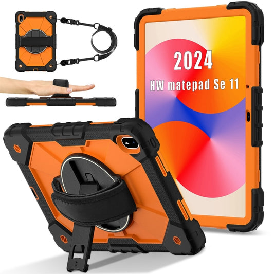 For Huawei MatePad SE 11 2024 Contrast Color Robot Silicone Hybrid PC Tablet Case(Black Orange) - Huawei by buy2fix | Online Shopping UK | buy2fix