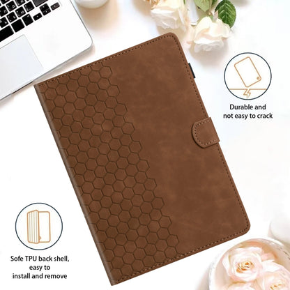 For Lenovo Tab M11 / Xiaoxin Pad 2024 Honeycomb Embossed Leather Smart Tablet Case(Brown) - Lenovo by buy2fix | Online Shopping UK | buy2fix