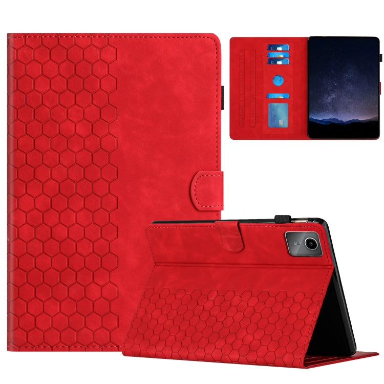 For Lenovo Tab M11 / Xiaoxin Pad 2024 Honeycomb Embossed Leather Smart Tablet Case(Red) - Lenovo by buy2fix | Online Shopping UK | buy2fix