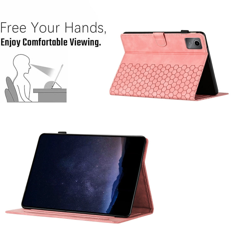 For Lenovo Tab M11 / Xiaoxin Pad 2024 Honeycomb Embossed Leather Smart Tablet Case(Pink) - Lenovo by buy2fix | Online Shopping UK | buy2fix