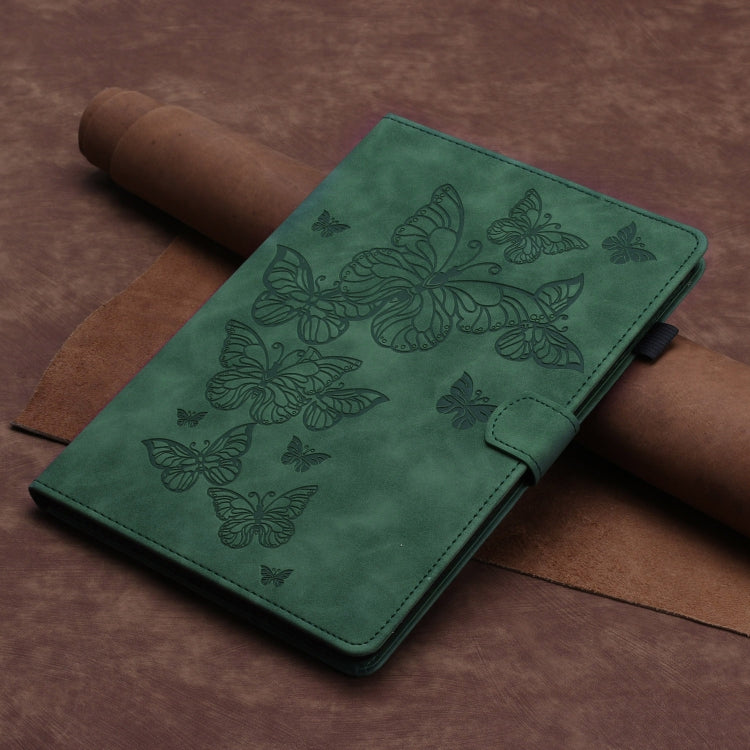 For iPad Pro 11 2024 Butterflies Embossed Leather Smart Tablet Case(Green) - iPad Pro 11 2024 Cases by buy2fix | Online Shopping UK | buy2fix