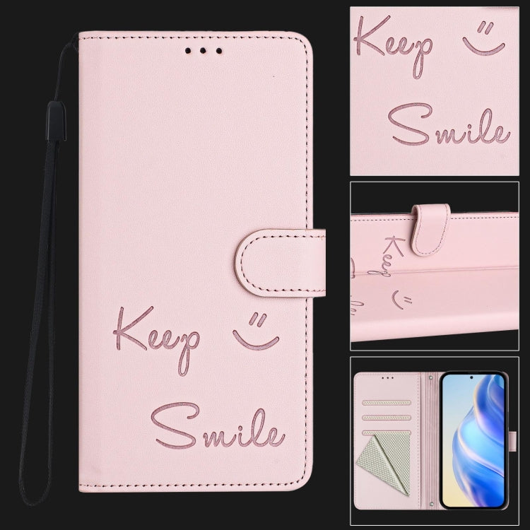 For Google Pixel 9 Pro XL Smile Embossing RFID Leather Phone Case(Pink) - Google Cases by buy2fix | Online Shopping UK | buy2fix