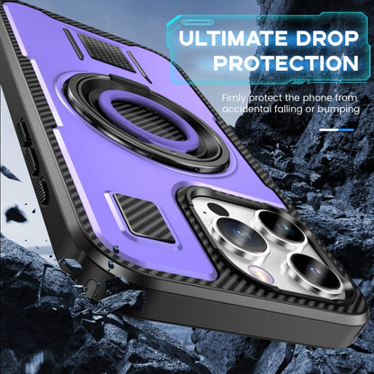 For iPhone 16 Pro Max Ring Holder Carbon Fiber PC Hybrid TPU Phone Case(Purple) - iPhone 16 Pro Max Cases by buy2fix | Online Shopping UK | buy2fix