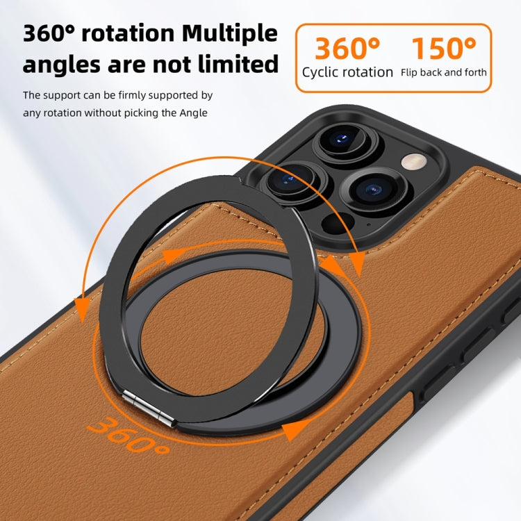 For iPhone 16 Plus Yashi 360 Degree Rotating MagSafe Holder Phone Case(Brown) - iPhone 16 Plus Cases by buy2fix | Online Shopping UK | buy2fix