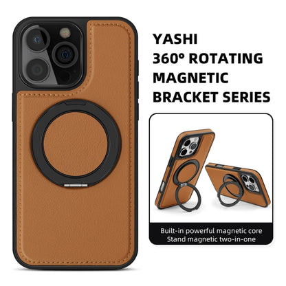 For iPhone 16 Yashi 360 Degree Rotating MagSafe Holder Phone Case(Brown) - iPhone 16 Cases by buy2fix | Online Shopping UK | buy2fix