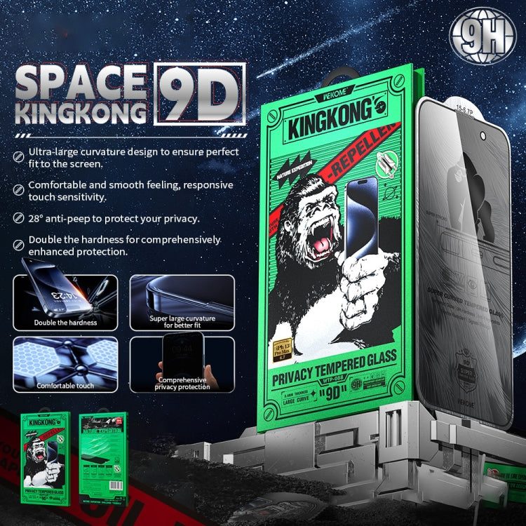 For iPhone 16 Plus / 15 Plus WK WTP-088 Space King Kong 9D Curved 28 Degree Privacy Tempered Glass Film - iPhone 16 Plus Tempered Glass by WK | Online Shopping UK | buy2fix