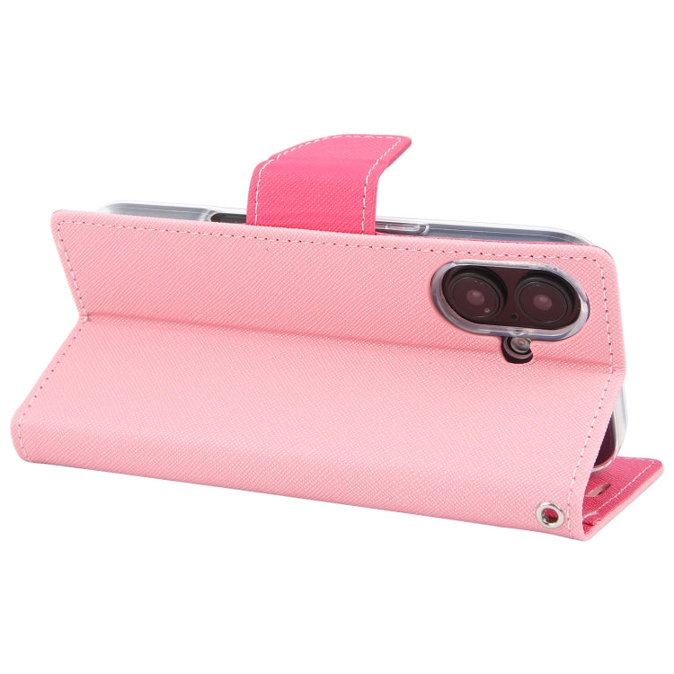 For iPhone 16 GOOSPERY FANCY DIARY Cross Texture Leather Phone Case(Pink) - iPhone 16 Cases by GOOSPERY | Online Shopping UK | buy2fix