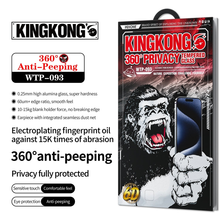 For iPhone 16 Plus / 15 Plus WK WTP-093 King Kong 6D Curved 360 Degree Privacy Tempered Glass Film - iPhone 16 Plus Cases by WK | Online Shopping UK | buy2fix