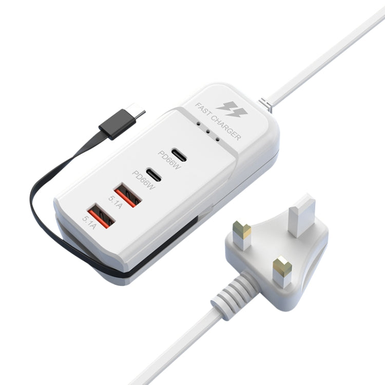 5 in 1 2 x PD 66W, 2 x USB Fast Charger Smart Power Socket, Length:1m(UK Plug) - Multifunction Charger by buy2fix | Online Shopping UK | buy2fix