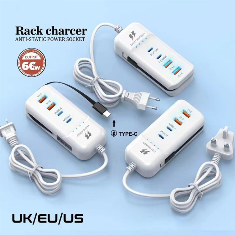 5 in 1 2 x PD 66W, 2 x USB Fast Charger Smart Power Socket, Length:1m(UK Plug) - Multifunction Charger by buy2fix | Online Shopping UK | buy2fix