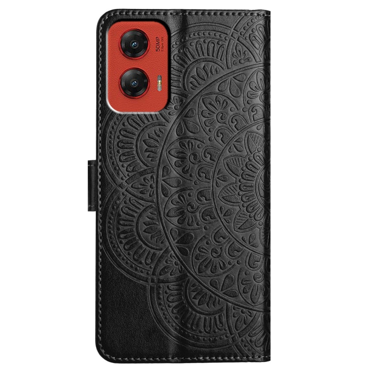 For Motorola Moto G Stylus 5G 2024 Flower Embossed Leather Phone Case(Black) - Motorola Cases by buy2fix | Online Shopping UK | buy2fix