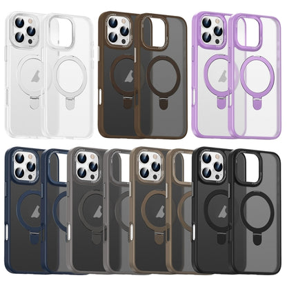 For iPhone 16 Plus Skin Feel MagSafe Magnetic Holder Phone Case(Dark Blue) - iPhone 16 Plus Cases by buy2fix | Online Shopping UK | buy2fix