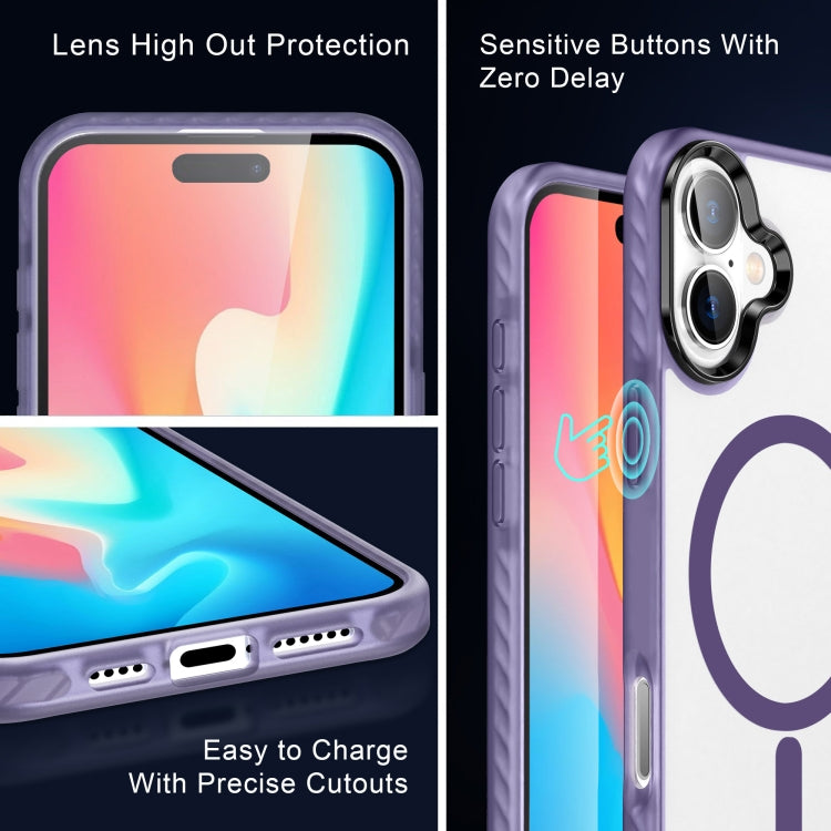 For iPhone 16 Frosted Skin Feel MagSafe Transparent Phone Case(Purple) - iPhone 16 Cases by buy2fix | Online Shopping UK | buy2fix