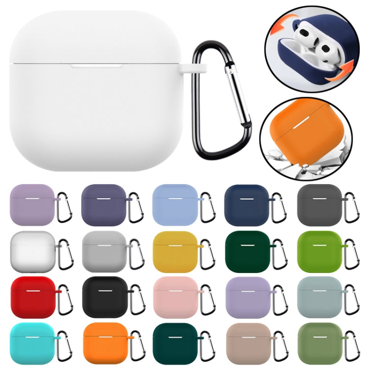 For AirPods 4 Silicone Earphone Protective Case with Hook(Milk Tea Color) - For AirPods 4 by buy2fix | Online Shopping UK | buy2fix