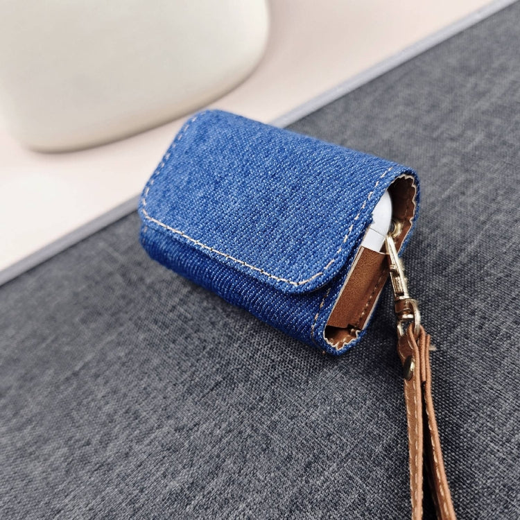 For AirPods 3 Cowboy Fabric Texture PU Headset Protective Bag(Dark Blue) - For AirPods 3 by buy2fix | Online Shopping UK | buy2fix