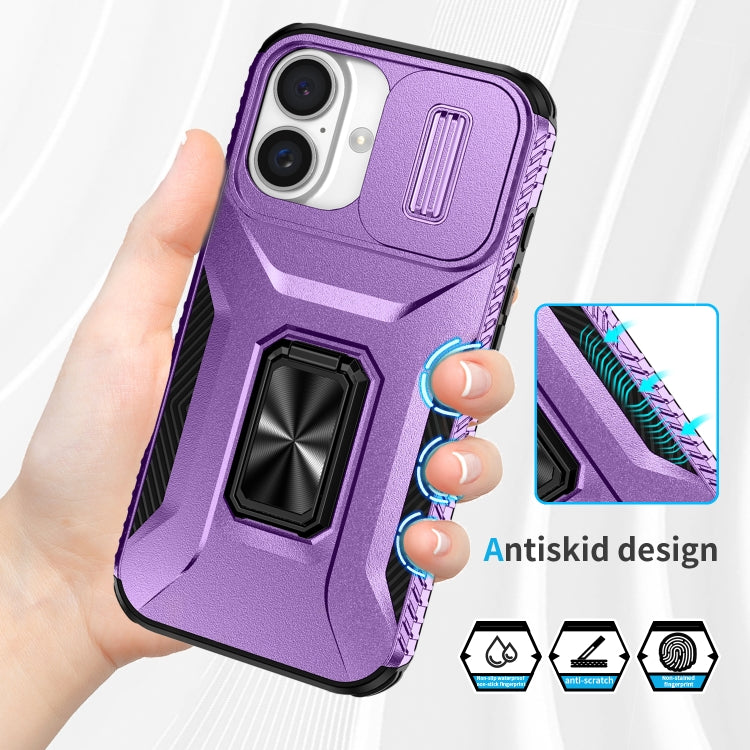 For iPhone 16 Plus Sliding Camshield Holder Phone Case(Purple) - iPhone 16 Plus Cases by buy2fix | Online Shopping UK | buy2fix