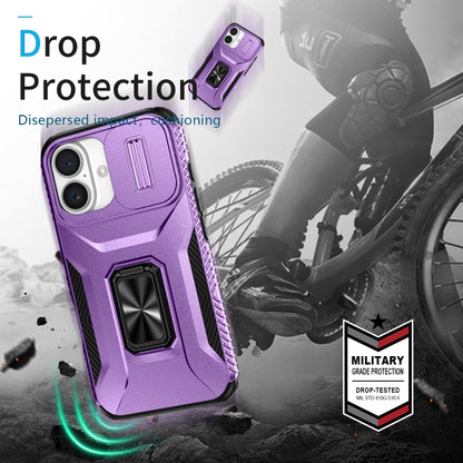 For iPhone 16 Plus Sliding Camshield Holder Phone Case(Purple) - iPhone 16 Plus Cases by buy2fix | Online Shopping UK | buy2fix