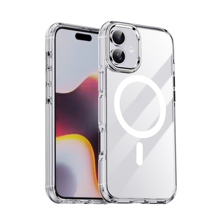 For iPhone 16 Plus Airbag PC Hybrid TPU Magsafe Phone Case(Clear Silver) - iPhone 16 Plus Cases by buy2fix | Online Shopping UK | buy2fix