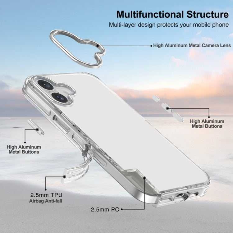 For iPhone 16 Metal Buttons PC Hybrid TPU Phone Case(Transparent) - iPhone 16 Cases by buy2fix | Online Shopping UK | buy2fix