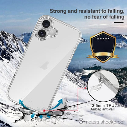 For iPhone 16 Metal Buttons PC Hybrid TPU Phone Case(Transparent) - iPhone 16 Cases by buy2fix | Online Shopping UK | buy2fix