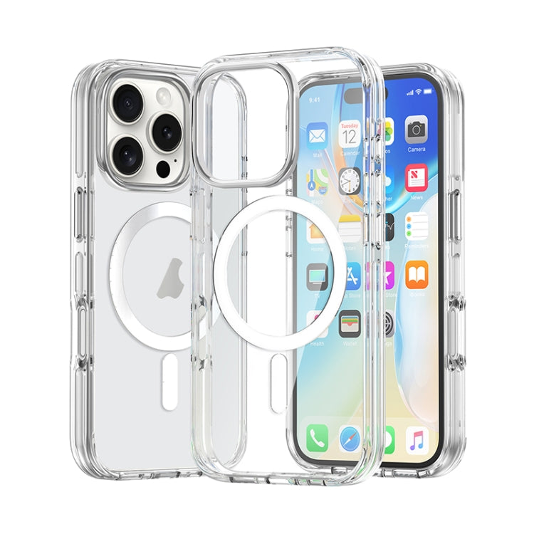 For iPhone 16 Pro Max Metal Buttons MagSafe Magnetic PC Hybrid TPU Phone Case(Transparent) - iPhone 16 Pro Max Cases by buy2fix | Online Shopping UK | buy2fix