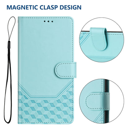 For iPhone 16 Pro Max Honeycomb Embossing RFID Leather Phone Case(Mint Green) - iPhone 16 Pro Max Cases by buy2fix | Online Shopping UK | buy2fix