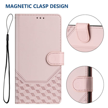 For Google Pixel 9 Pro XL Honeycomb Embossing RFID Leather Phone Case(Pink) - Google Cases by buy2fix | Online Shopping UK | buy2fix