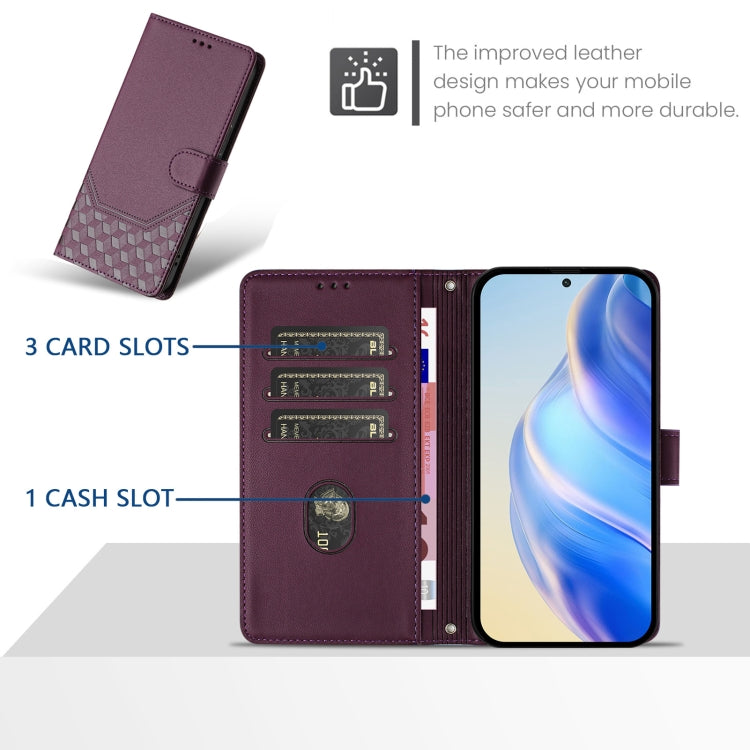 For Boost Mobile Celero 5G+ 2024 Honeycomb Embossing RFID Leather Phone Case(Violet) - More Brand by buy2fix | Online Shopping UK | buy2fix