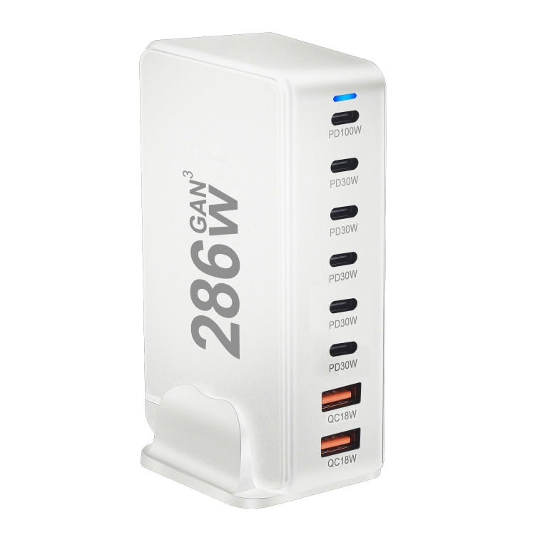 YMX-986 286W 6Type-C, 3USB 8-Ports Desktop Fast Charger, Plug Type:US Plug(White) - Multifunction Charger by buy2fix | Online Shopping UK | buy2fix