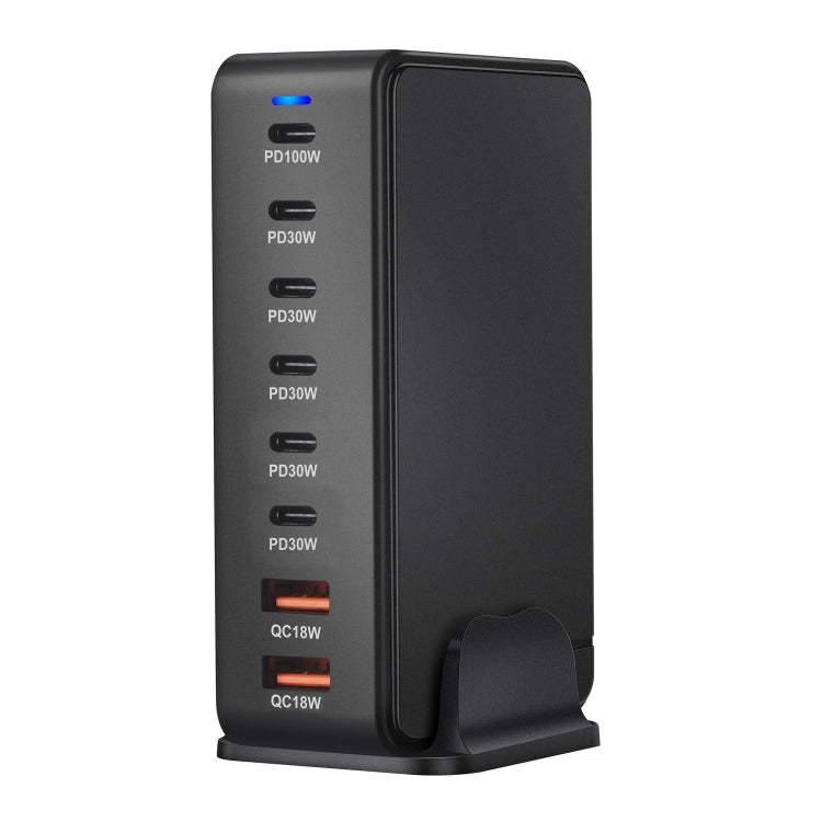 YMX-986 286W 6Type-C, 3USB 8-Ports Desktop Fast Charger, Plug Type:UK Plug(Black) - Multifunction Charger by buy2fix | Online Shopping UK | buy2fix