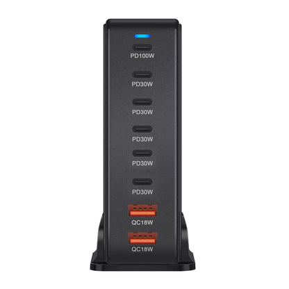 YMX-986 286W 6Type-C, 3USB 8-Ports Desktop Fast Charger, Plug Type:UK Plug(Black) - Multifunction Charger by buy2fix | Online Shopping UK | buy2fix