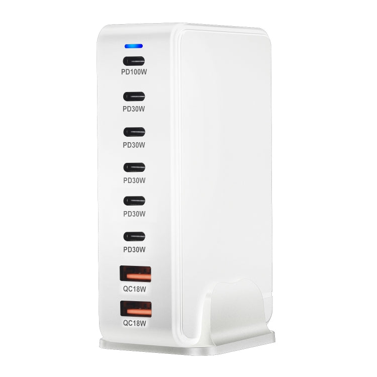 YMX-986 286W 6Type-C, 3USB 8-Ports Desktop Fast Charger, Plug Type:UK Plug(White) - Multifunction Charger by buy2fix | Online Shopping UK | buy2fix