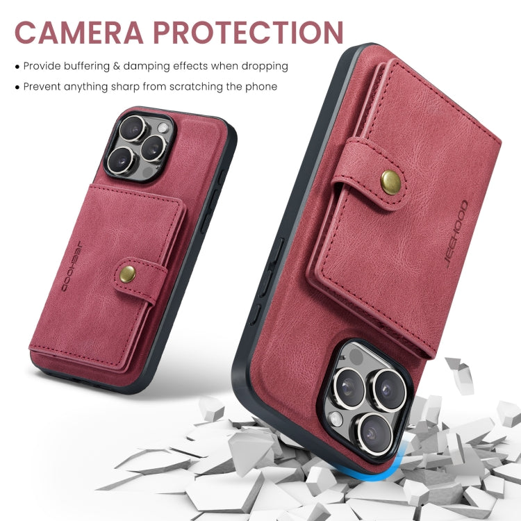 For iPhone 16 Pro Max JEEHOOD J01 Retro Magnetic Detachable Wallet Phone Case(Red) - iPhone 16 Pro Max Cases by JEEHOOD | Online Shopping UK | buy2fix