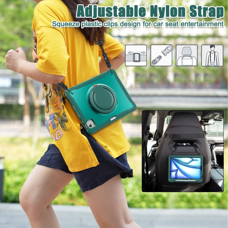 For iPad Air 11 2024 Heavy Duty Hybrid Tablet Case with Handle & Strap(Dark Green) - iPad Air 11 2024 Cases by buy2fix | Online Shopping UK | buy2fix